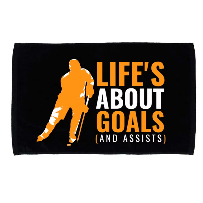 Life's About Goals Ice Hockey Microfiber Hand Towel