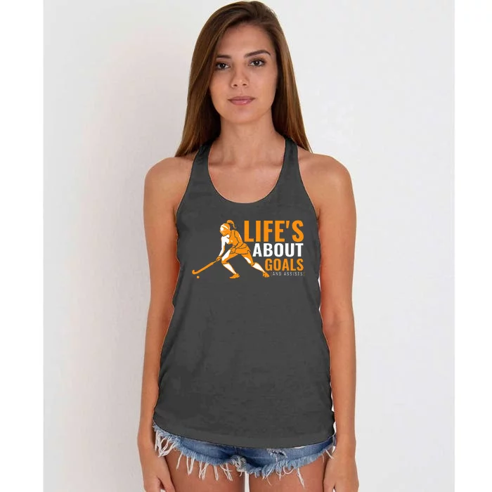 LifeS About Goals Field Hockey For Field Hockey Women's Knotted Racerback Tank