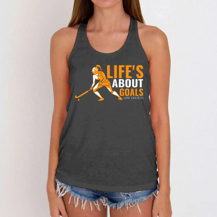 LifeS About Goals Field Hockey For Field Hockey Women's Knotted Racerback Tank