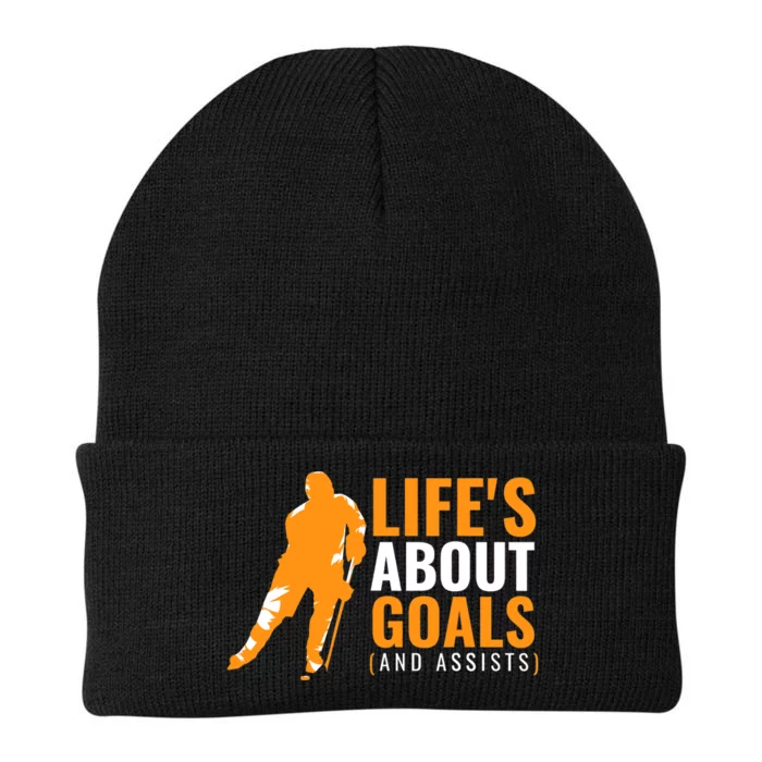 Life's About Goals Ice Hockey Shirt For Boys Ice Hockey TShirt Knit Cap Winter Beanie