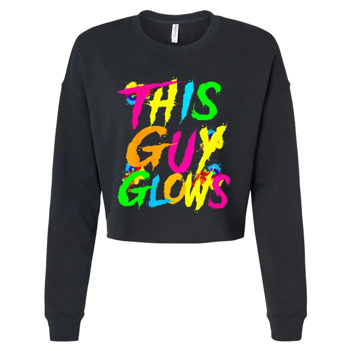 Lets A Glow Crazy Retro Colorful Quote Group Team Tie Dye Cropped Pullover Crew