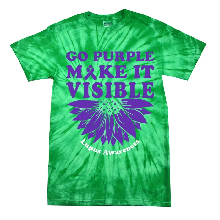 Lupus Awareness Go Purple Make It Visible Sunflower Ribbon Tie-Dye T-Shirt