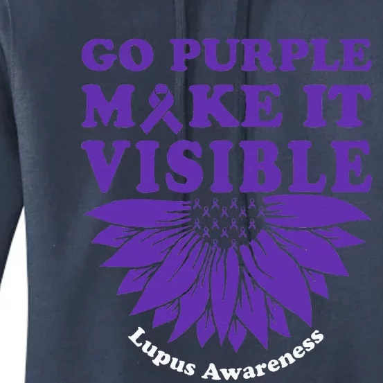 Lupus Awareness Go Purple Make It Visible Sunflower Ribbon Women's Pullover Hoodie