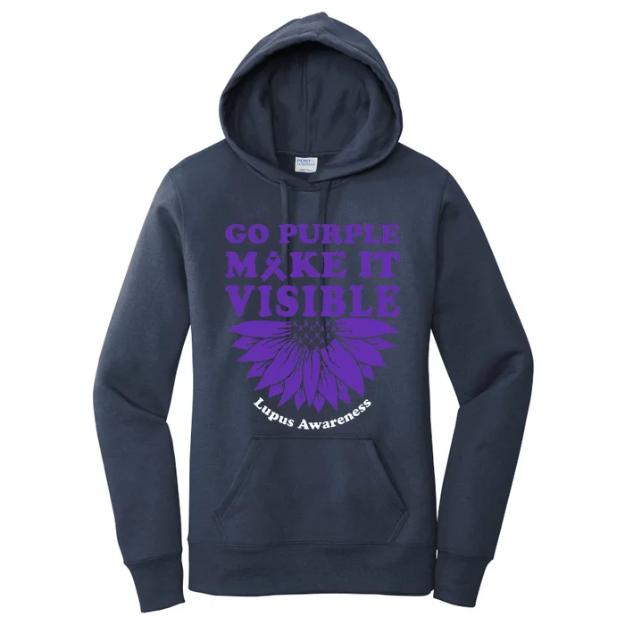 Lupus Awareness Go Purple Make It Visible Sunflower Ribbon Women's Pullover Hoodie