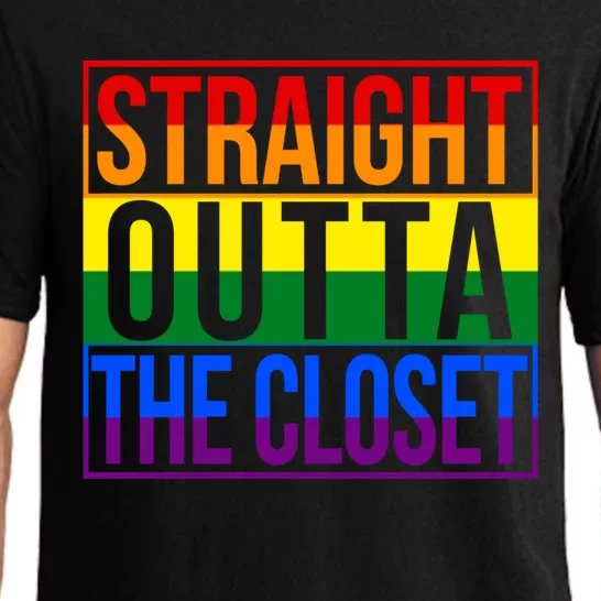 Lgbt Awareness Gift Rainbow Straight Outta The Closet Gift Pajama Set