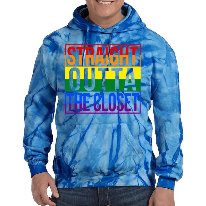 Lgbt Awareness Gift Rainbow Straight Outta The Closet Gift Tie Dye Hoodie