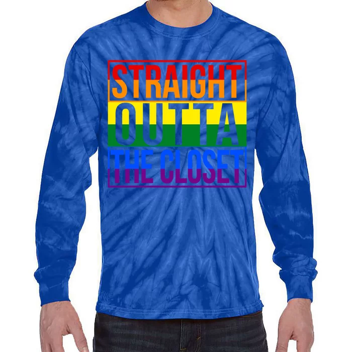 Lgbt Awareness Gift Rainbow Straight Outta The Closet Gift Tie-Dye Long Sleeve Shirt