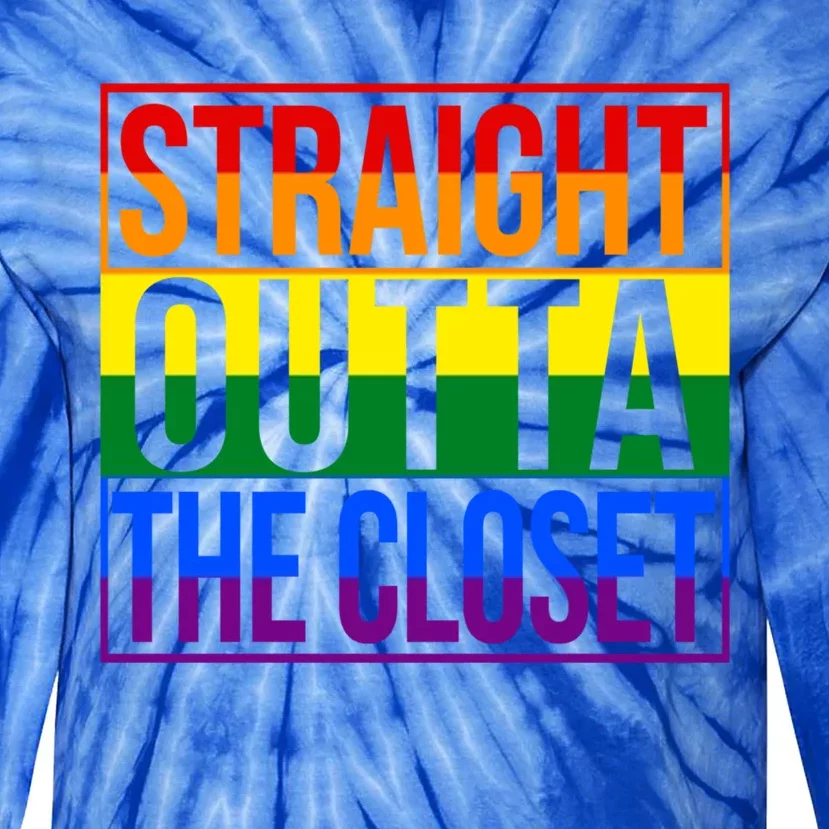 Lgbt Awareness Gift Rainbow Straight Outta The Closet Gift Tie-Dye Long Sleeve Shirt