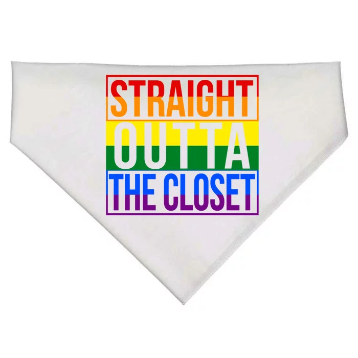 Lgbt Awareness Gift Rainbow Straight Outta The Closet Gift USA-Made Doggie Bandana