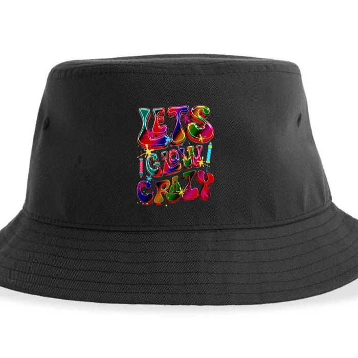 Lets A Glow Crazy Retro Colorful Quote Group Team Tie Dye Sustainable Bucket Hat