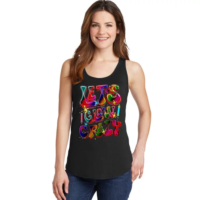 Lets A Glow Crazy Retro Colorful Quote Group Team Tie Dye Ladies Essential Tank