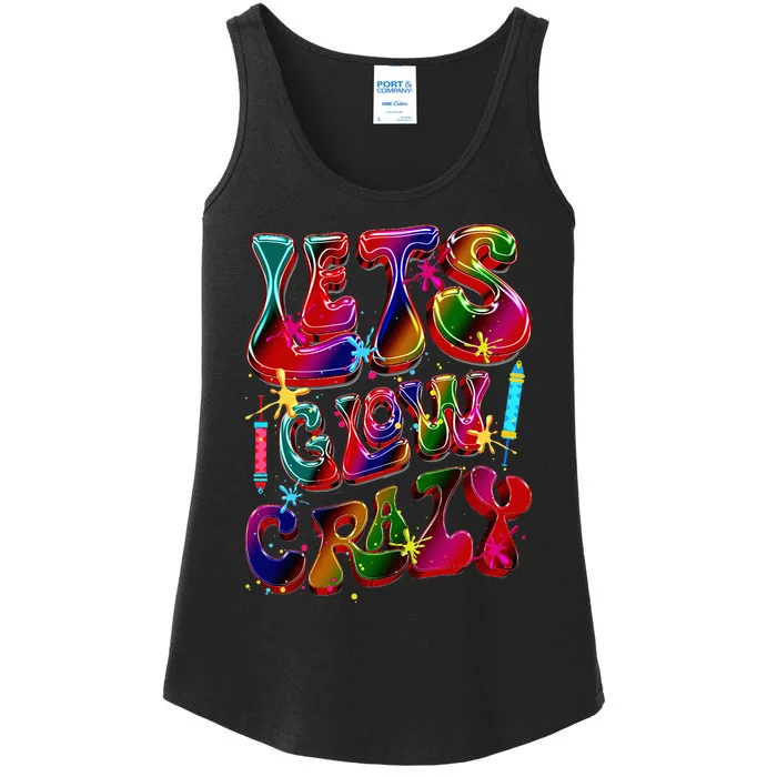 Lets A Glow Crazy Retro Colorful Quote Group Team Tie Dye Ladies Essential Tank