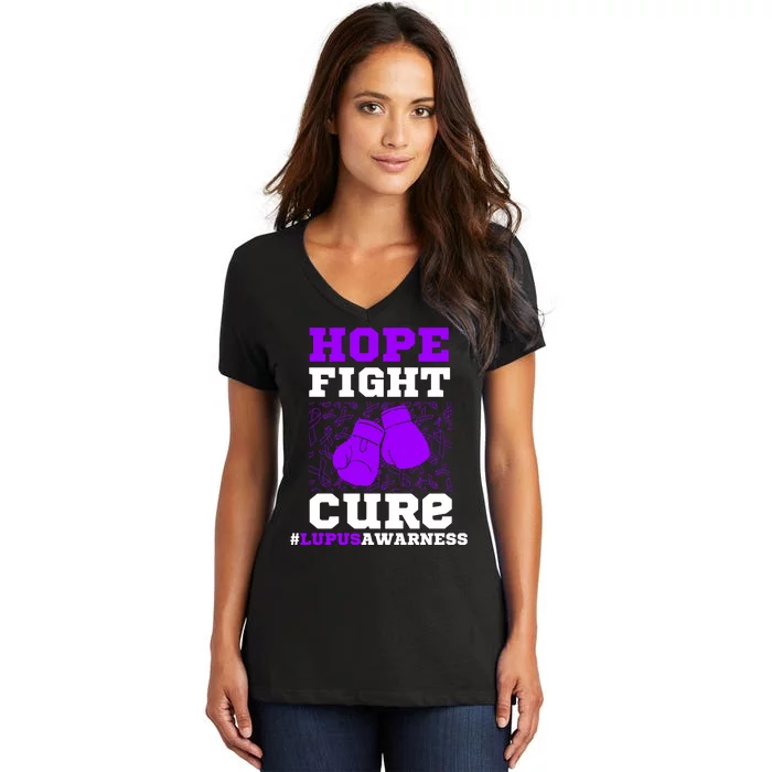 Lupus Awareness Hope Fight Cure Women's V-Neck T-Shirt