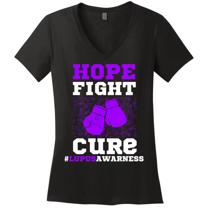 Lupus Awareness Hope Fight Cure Women's V-Neck T-Shirt