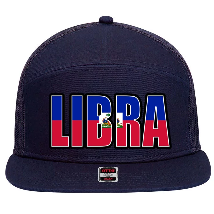 Libra And Haitian Zodiac And Heritage Pride Cool Gift 7 Panel Mesh Trucker Snapback Hat