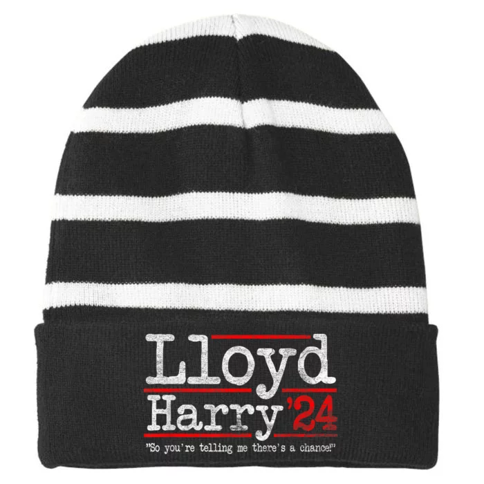 Lloyd And Harry Election 2024 Dumb N Dumber Politics Humor Striped Beanie with Solid Band