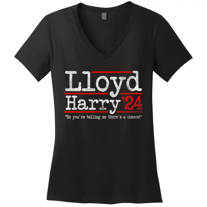 Lloyd And Harry Election 2024 Dumb N Dumber Politics Humor Women's V-Neck T-Shirt