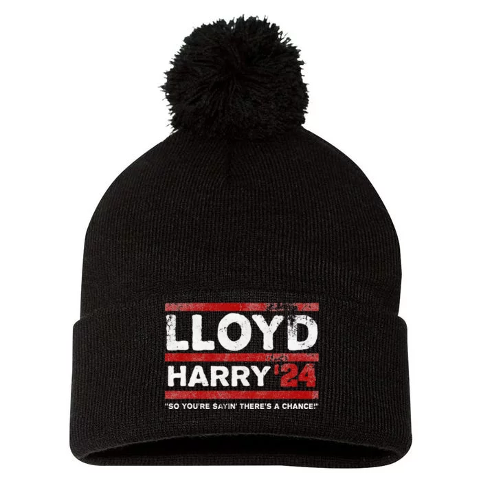 Lloyd And Harry Election 2024 Dumb And Dumber Politics Humor Pom Pom 12in Knit Beanie