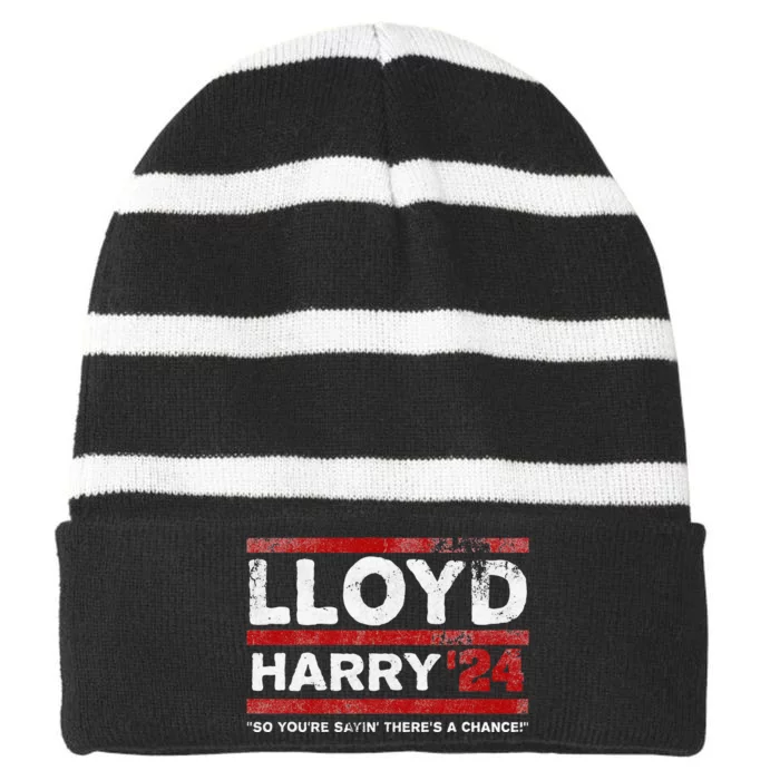 Lloyd And Harry Election 2024 Dumb And Dumber Politics Humor Striped Beanie with Solid Band