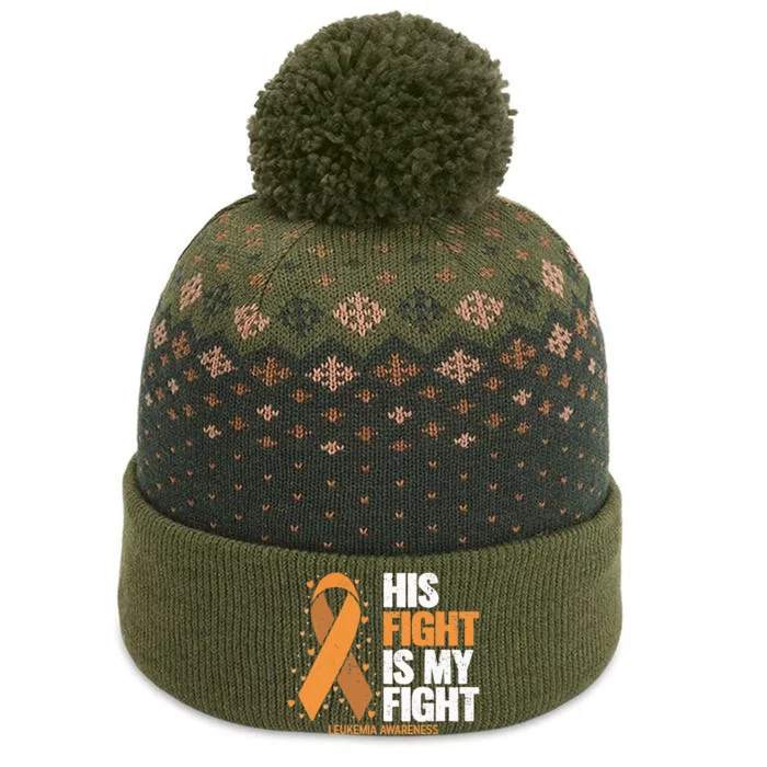 Leukemia Awareness His Fight Is My Fight Leukemia The Baniff Cuffed Pom Beanie