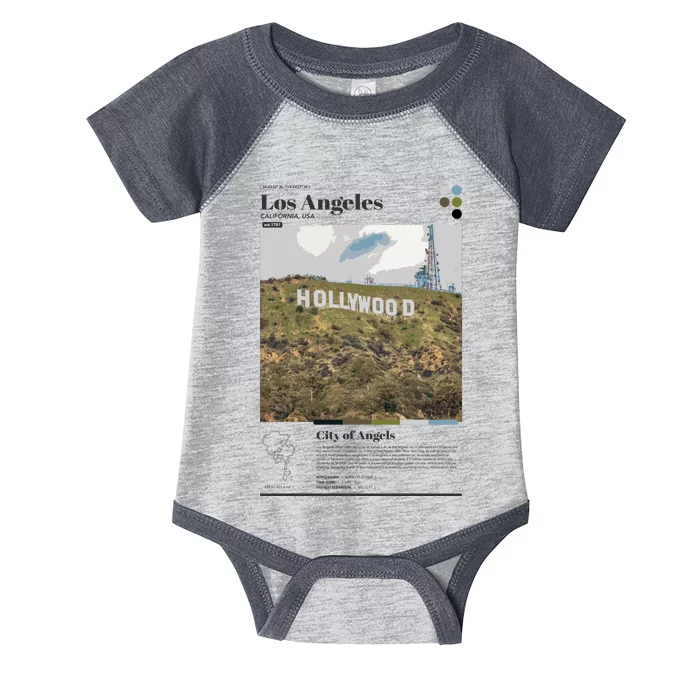 Los Angeles Hollywood Infographic Vintage Infant Baby Jersey Bodysuit