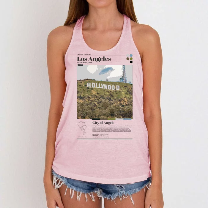 Los Angeles Hollywood Infographic Vintage Women's Knotted Racerback Tank