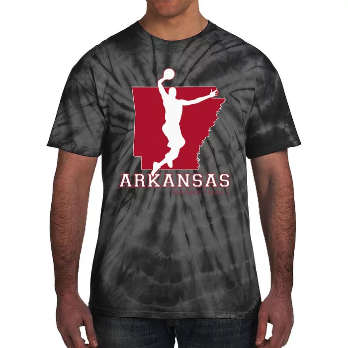 Love Arkansan Hoops Fan Arkansas State Silhouette Basketball Tie-Dye T-Shirt