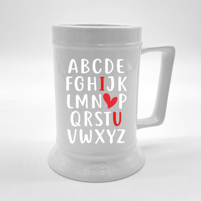 Love Abc Heart Funny Valentines Present Gift Front & Back Beer Stein