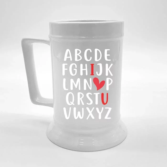 Love Abc Heart Funny Valentines Present Gift Front & Back Beer Stein