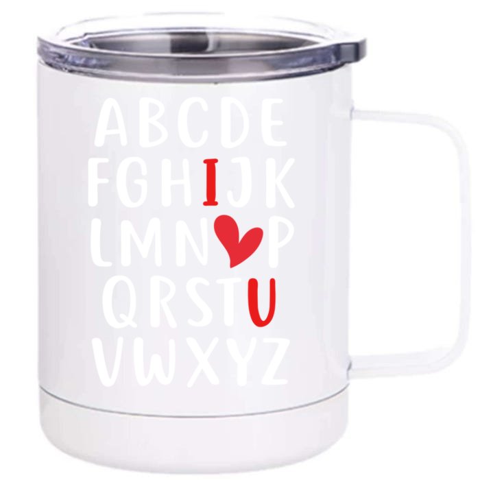 Love Abc Heart Funny Valentines Present Gift Front & Back 12oz Stainless Steel Tumbler Cup