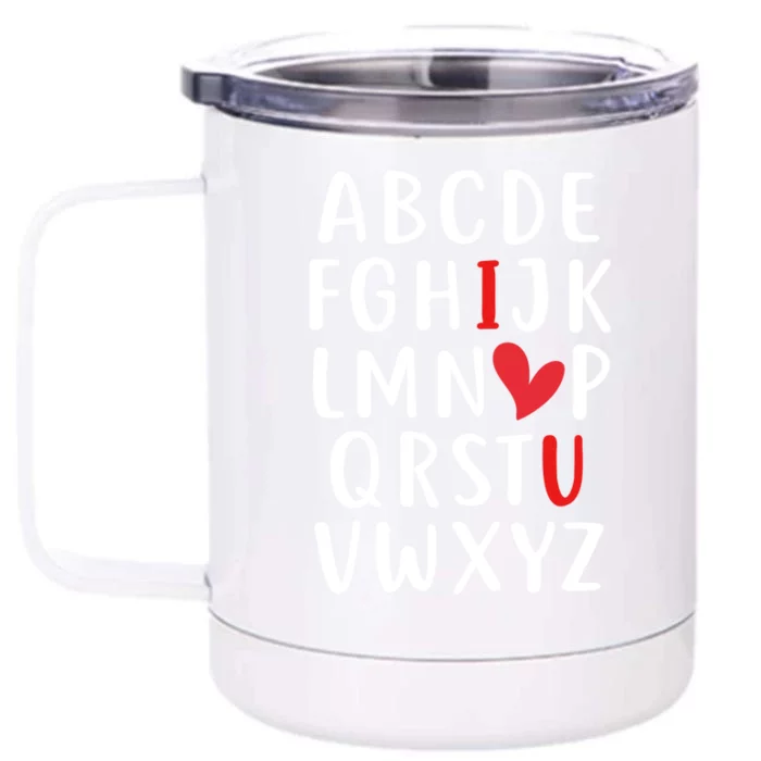 Love Abc Heart Funny Valentines Present Gift Front & Back 12oz Stainless Steel Tumbler Cup