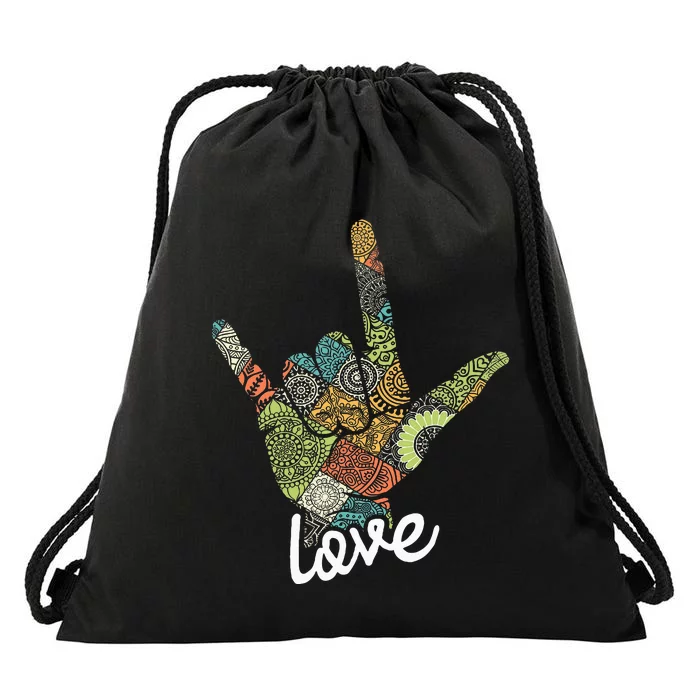 Love Asl Interpreter Hand Sign Language Translator Drawstring Bag