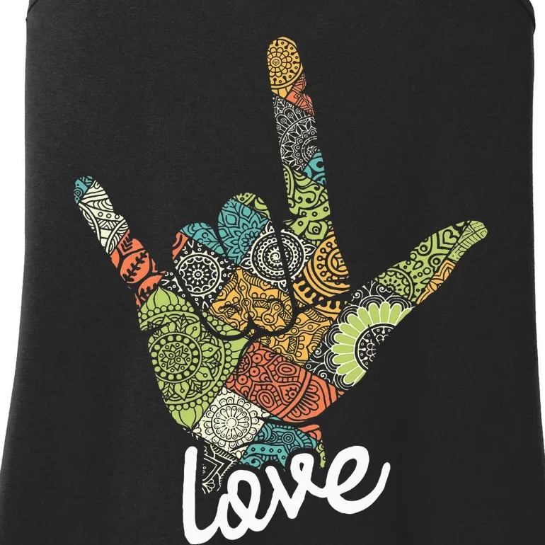 Love Asl Interpreter Hand Sign Language Translator Ladies Essential Tank