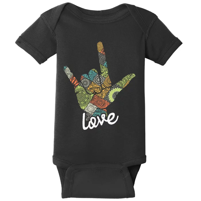 Love Asl Interpreter Hand Sign Language Translator Baby Bodysuit