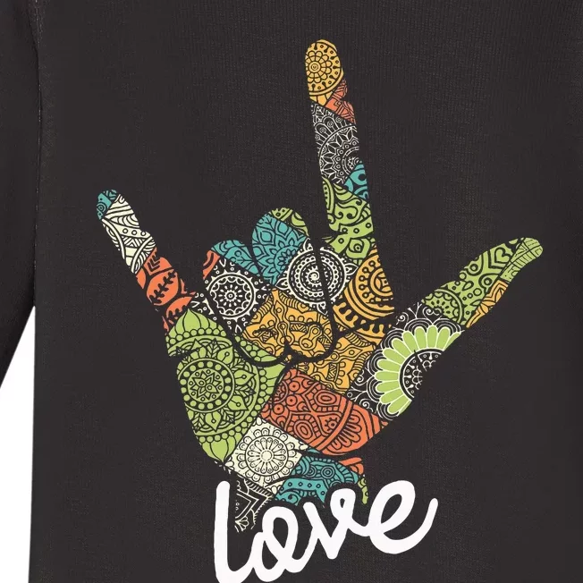 Love Asl Interpreter Hand Sign Language Translator Baby Long Sleeve Bodysuit