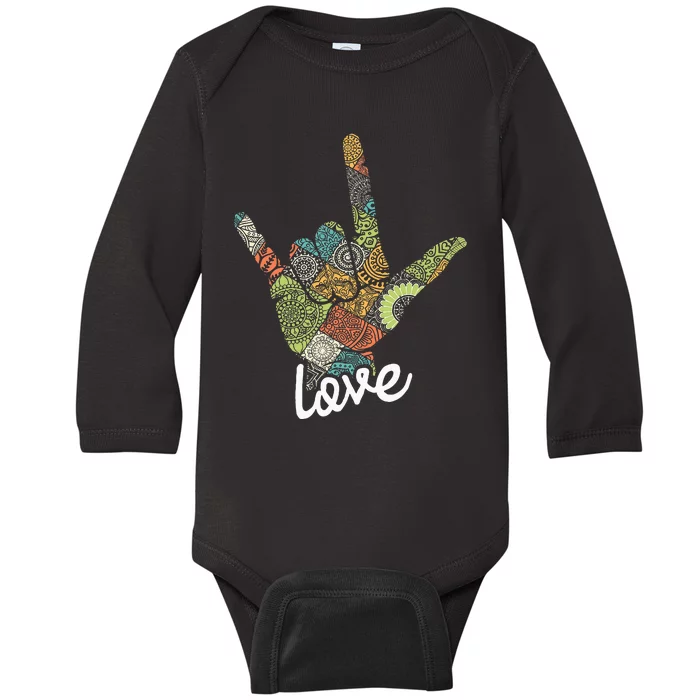 Love Asl Interpreter Hand Sign Language Translator Baby Long Sleeve Bodysuit