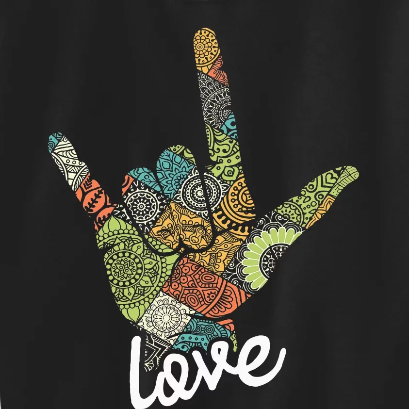 Love Asl Interpreter Hand Sign Language Translator Kids Sweatshirt