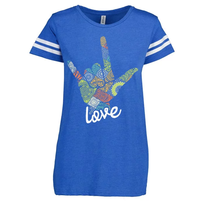 Love Asl Interpreter Hand Sign Language Translator Enza Ladies Jersey Football T-Shirt