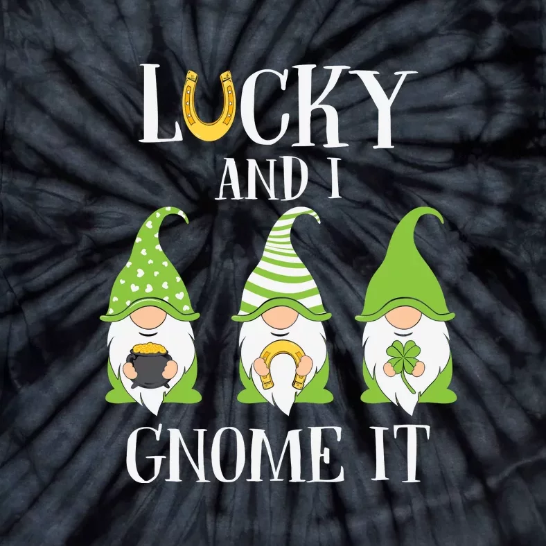 Lucky And I Gnome It St Patrick's Day 3 Gnomes Shamrock Kids Tie-Dye T-Shirt