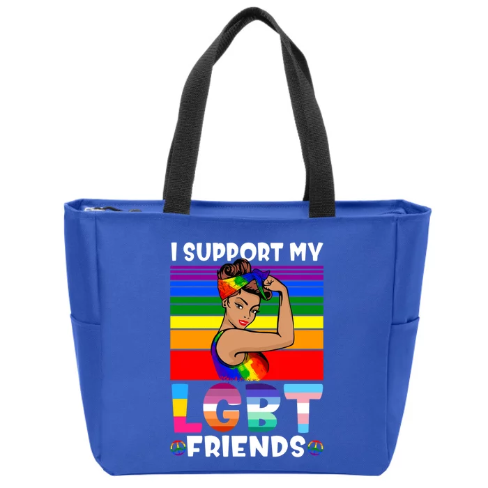 Lgbt Awareness I Support My Lgbt Friends Lgbtq Gay Lesbian Gift Zip Tote Bag