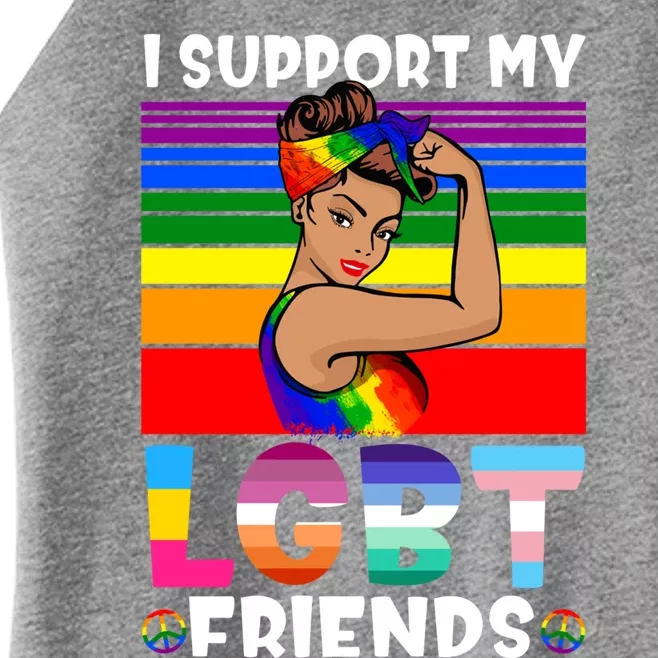 Lgbt Awareness I Support My Lgbt Friends Lgbtq Gay Lesbian Gift Women’s Perfect Tri Rocker Tank