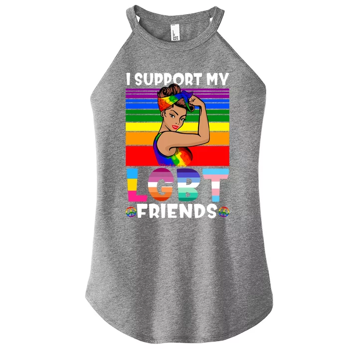 Lgbt Awareness I Support My Lgbt Friends Lgbtq Gay Lesbian Gift Women’s Perfect Tri Rocker Tank