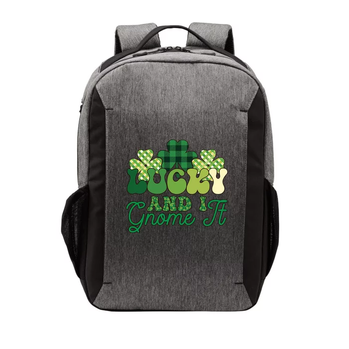 Lucky And I Gnome It Plaid St Pattricks Day Vector Backpack