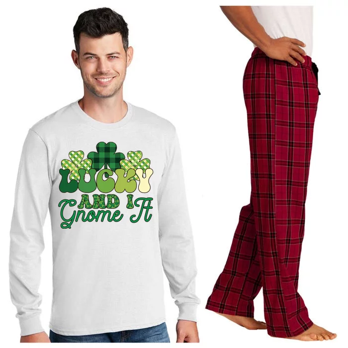 Lucky And I Gnome It Plaid St Pattricks Day Long Sleeve Pajama Set