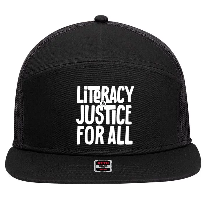 LITERACY And JUSTICE FOR ALL 7 Panel Mesh Trucker Snapback Hat