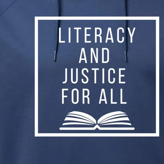 Literacy And Justice For All Social Justice Readingteacher Funny Gift Performance Fleece Hoodie