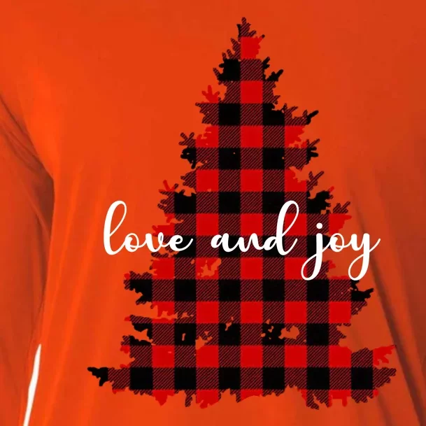 Love And Joy Checkered Christmas Tree Cooling Performance Long Sleeve Crew