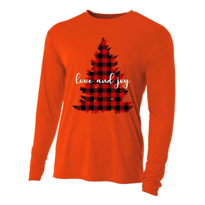 Love And Joy Checkered Christmas Tree Cooling Performance Long Sleeve Crew