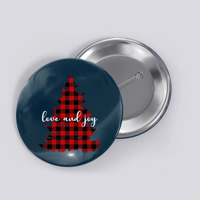 Love And Joy Checkered Christmas Tree Button