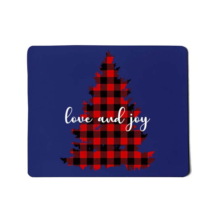 Love And Joy Checkered Christmas Tree Mousepad